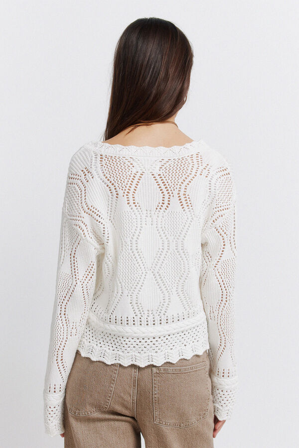 Springfield Cardigan pointelle marron