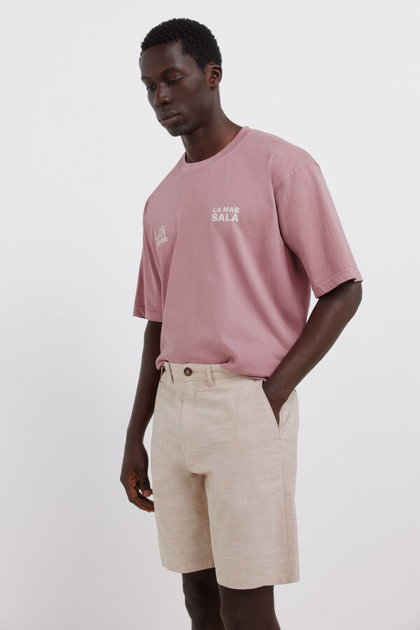 Springfield Bermude od chambray tkanine udobnog slim fit kroja Bež