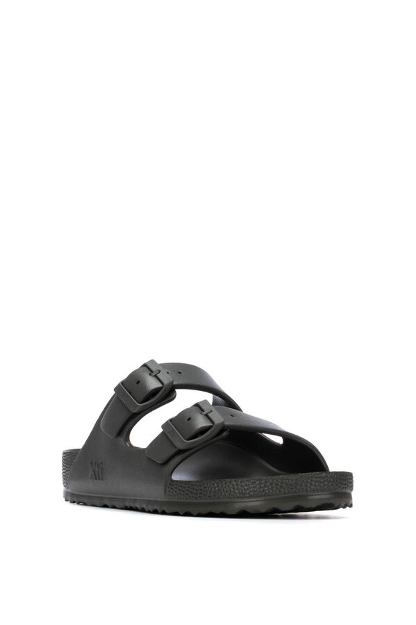 XTI Rubber sandal with buckle beige