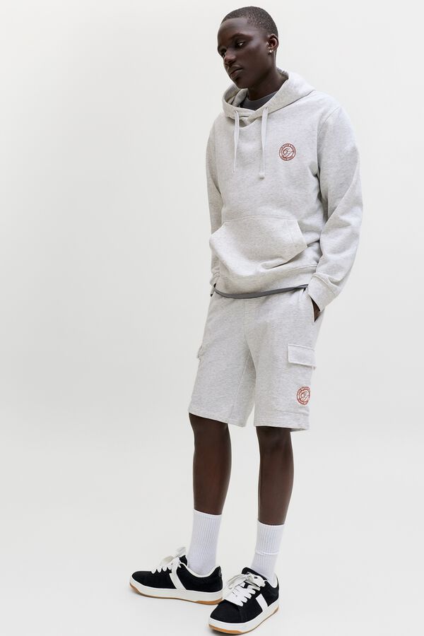 Jack & Jones Regular fit fleece cargo Bermuda shorts white