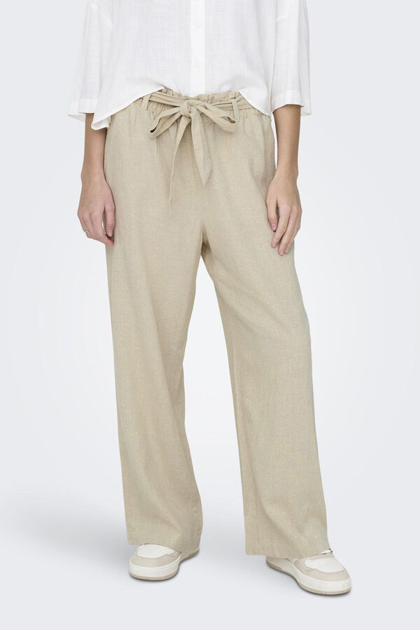 Springfield Pantalón ancho de lino gris medio