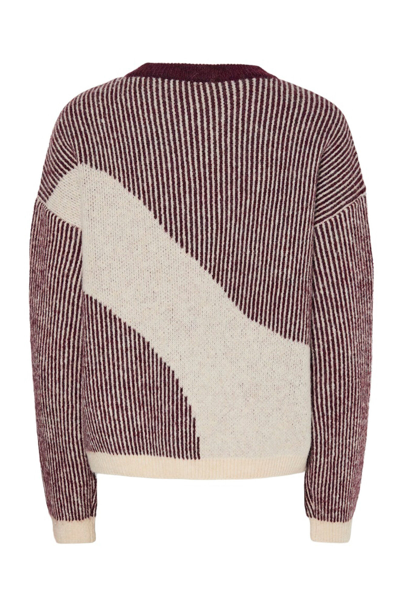 Pieces Su&eacute;ter com gola contrastante em dois tons