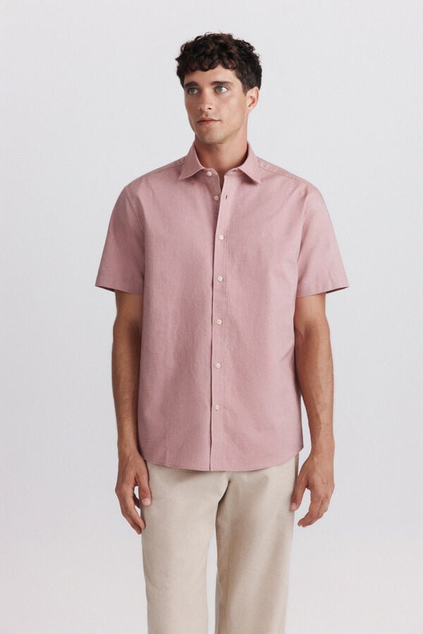 Springfield Chemise oxford &agrave; manches courtes rouge