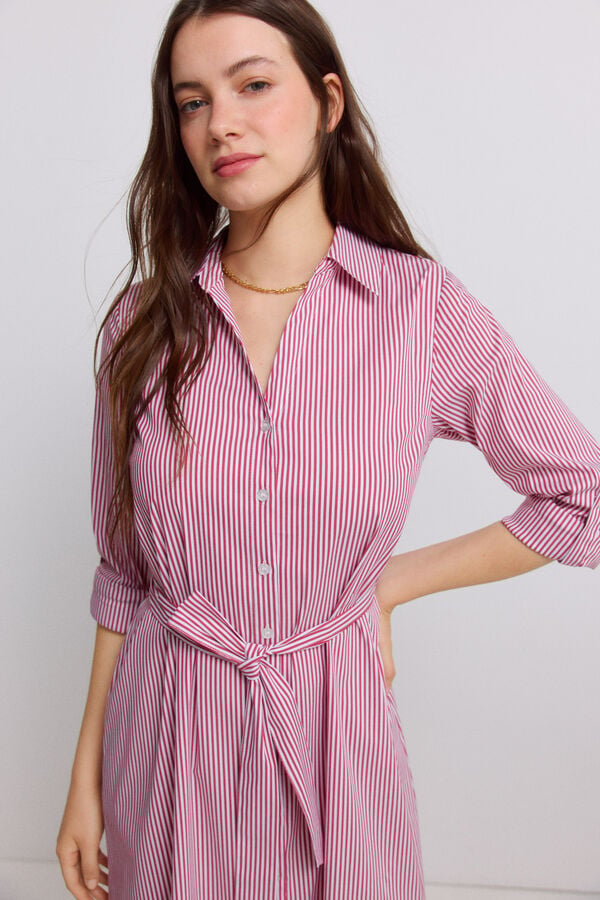 Springfield Striped shirt dress red