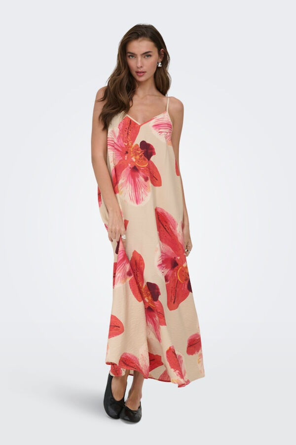 Only Vestido largo sin mangas beige