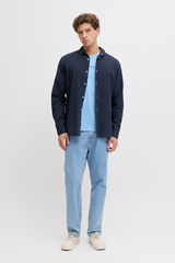 JJ REBEL Camisa regular fit lino azul