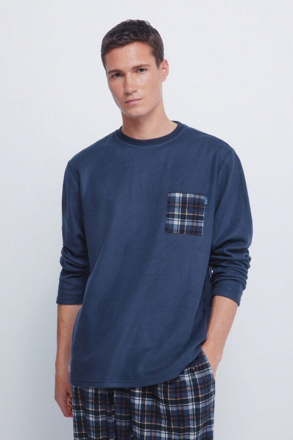 Springfield Warm fabric long pyjamas set blue