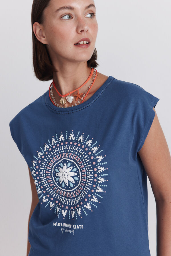 Springfield Printed short sleeve T-shirt blue