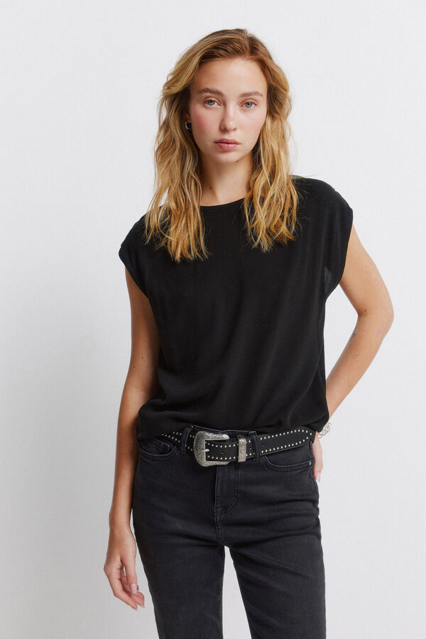 Springfield Plain basic straight T-shirt black