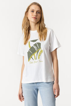 Springfield T-Shirt Print vorne mit Fransen blanco