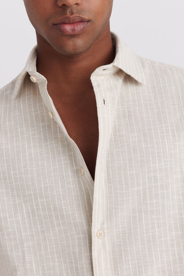 Springfield Striped linen shirt grey