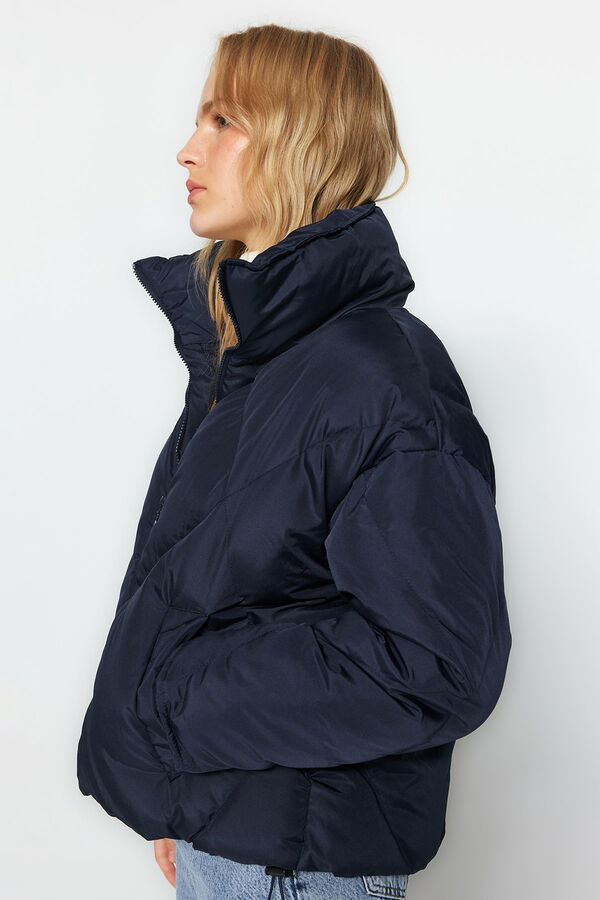 Trendyol Puffer coat with high neck blue