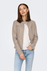 Only Chaqueta biker piel vegana beige