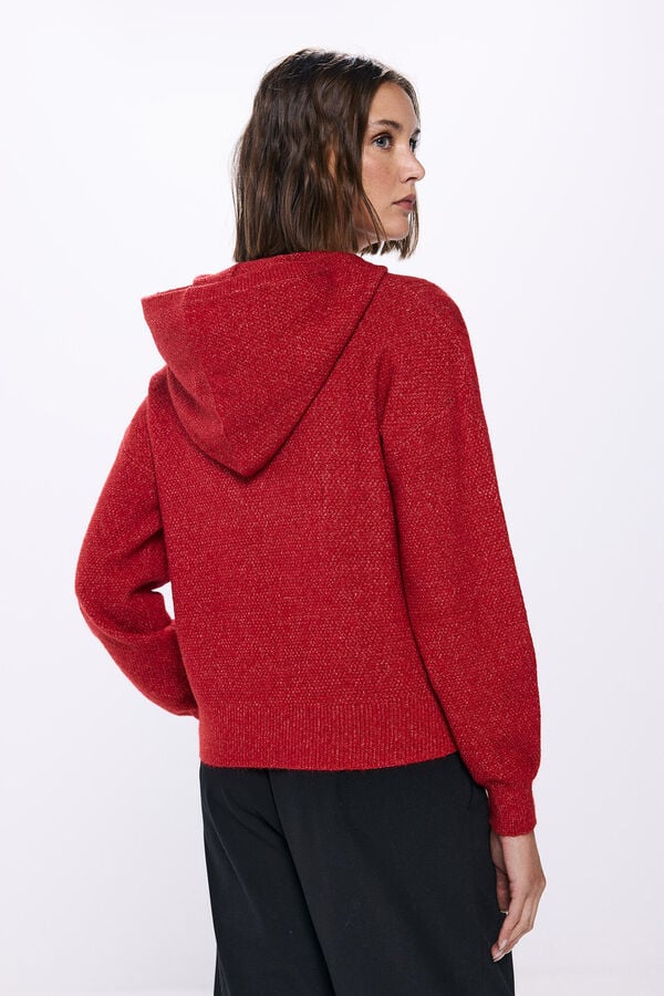 Springfield Jersey capucha punto cable knit rojo