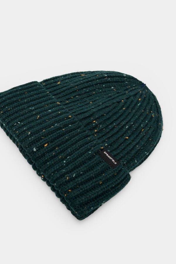 Springfield Neps jersey-knit beanie hat dark green