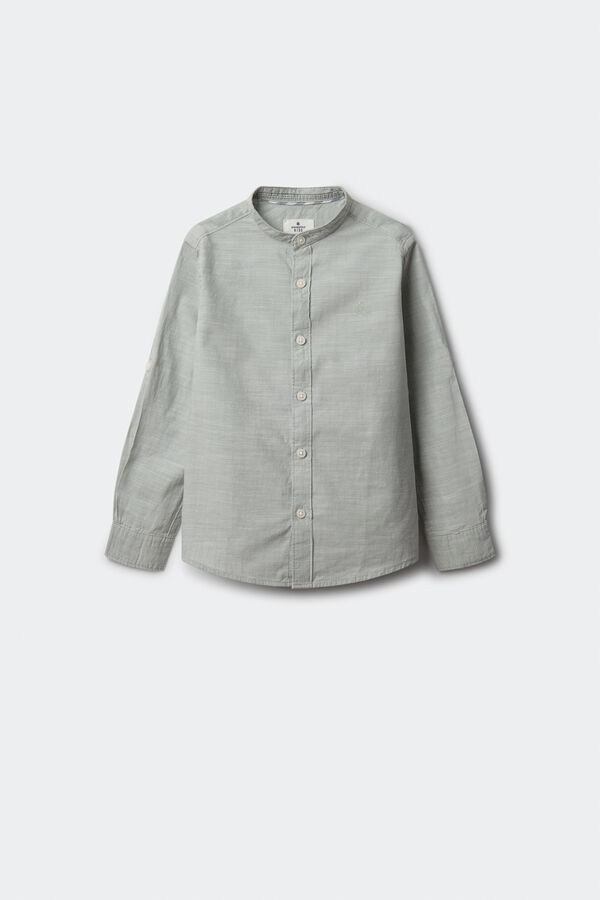 Springfield Teksturisana košulja sa kineskom kragnom za dečake Zelena