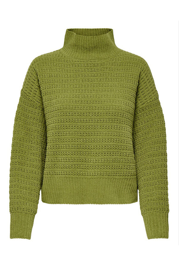 Only high neck pointelle jumper black