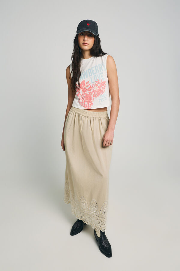 Only Round neck long T-shirt white