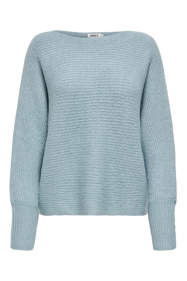 Only Jersey de cuello barco azul