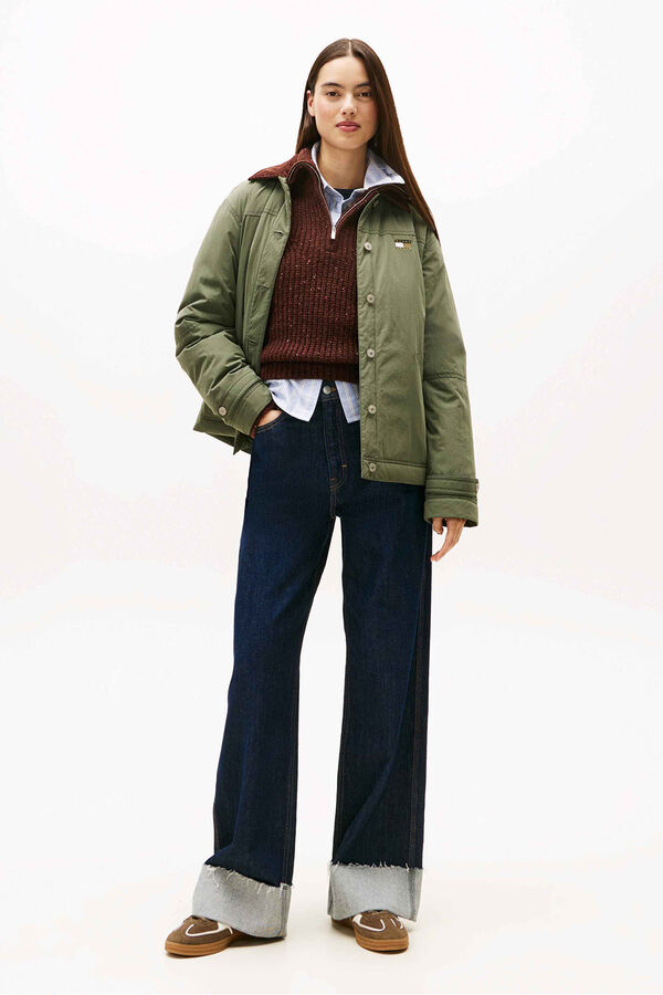 Tommy Jeans Chaqueta forrada con cuello pana kaki