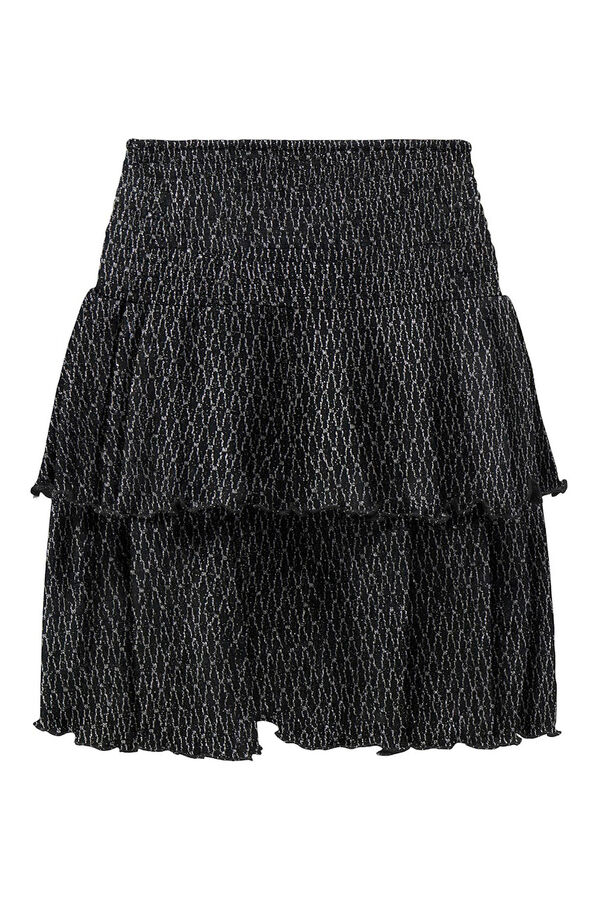 Only Girls Saia de camadas com purpurina preto