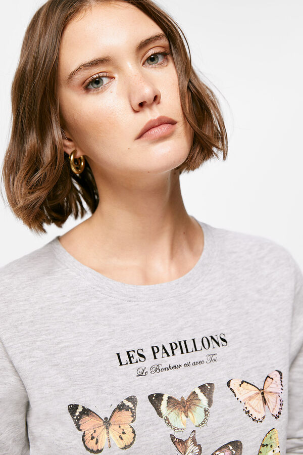 Springfield „Les Papillons” kétanyagú pulóver szürke