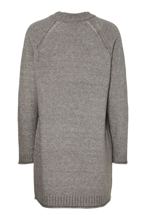 Pieces Knitted Dress with Stand-Up Collar Siva