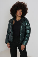 Springfield Quilted puffer jacket with hood dark green