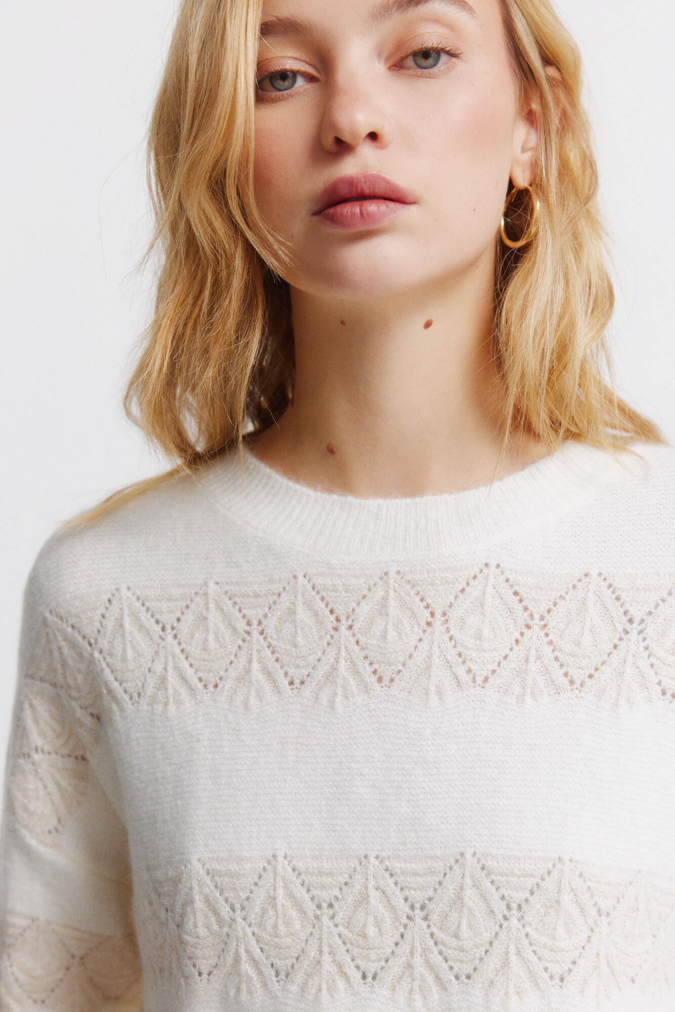 Springfield Pointelle lurex striped jumper