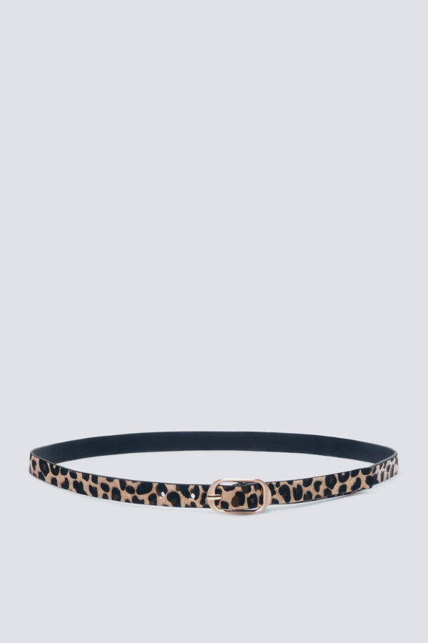 Springfield Animal print belt with oval buckle nude