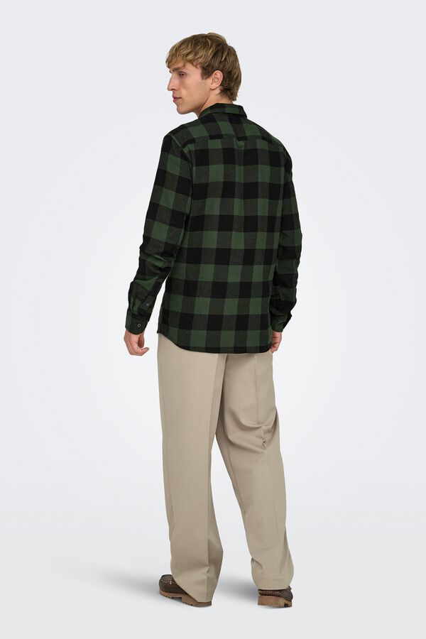 Only & Sons Plaid slim fit shirt green