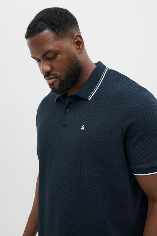 Jack & Jones PLUS Polo regular punto piqu&eacute; azul