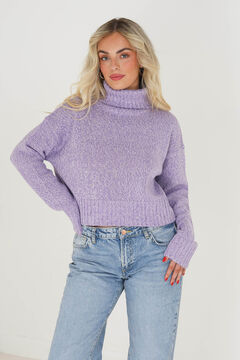 Springfield Mottled cropped jumper with high neck purple