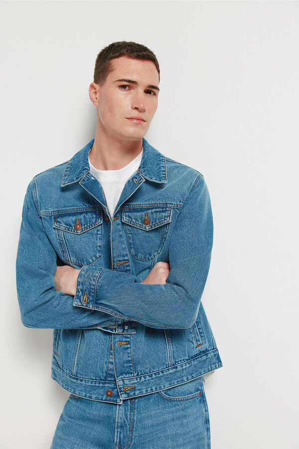 Springfield Medium dark wash denim jacket blue