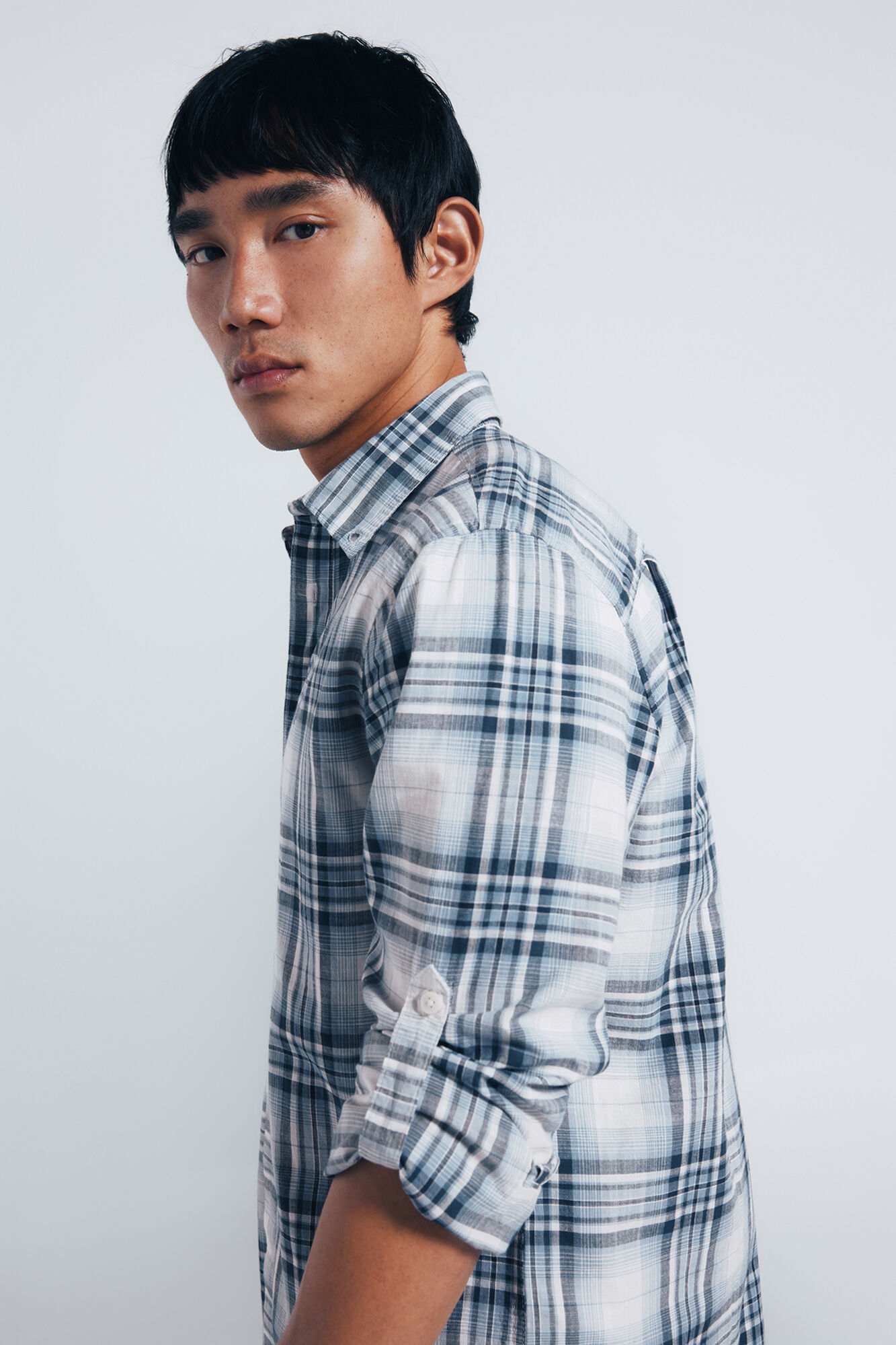 Springfield Slub cotton plaid shirt