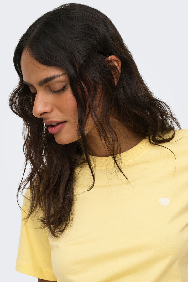 JDY Camiseta manga corta bordado amarillo