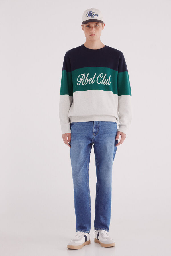 Springfield Slim fit micro-printed chinos pants blue