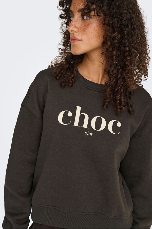 Only Sudadera detalle texto marrón