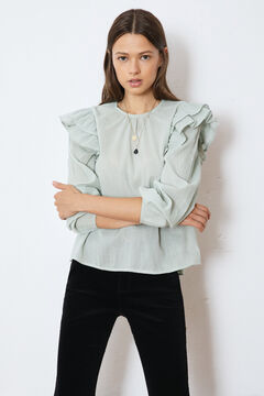 Springfield Blouse with flounced shoulders dark green