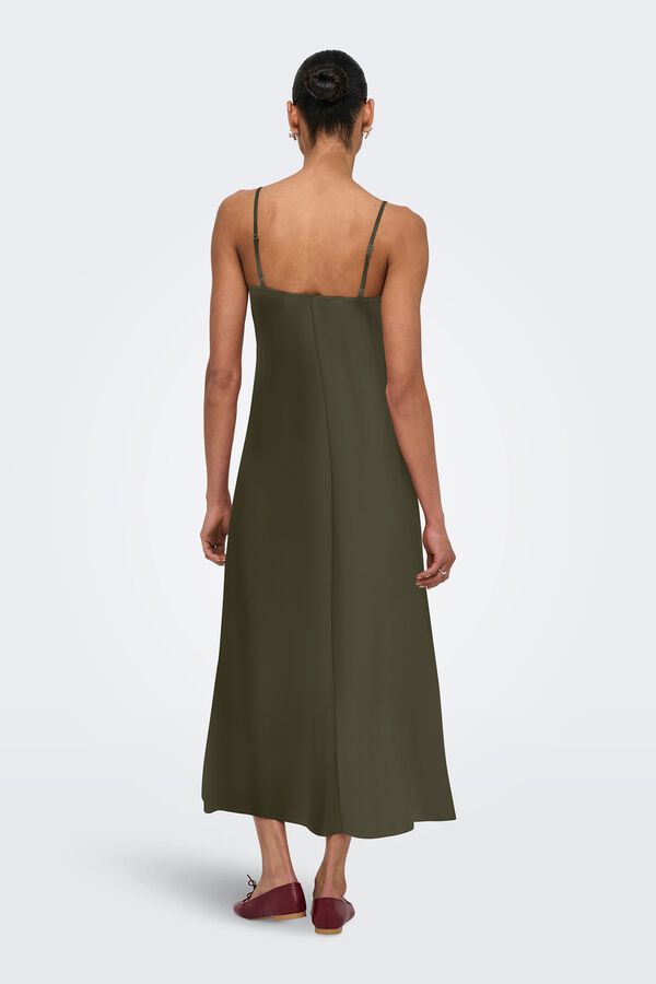 Only Vestido largo tirantes kaki