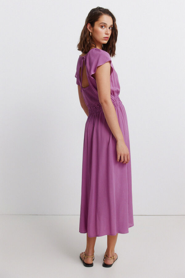 Springfield Robe midi unie avec taille &eacute;lastique rose