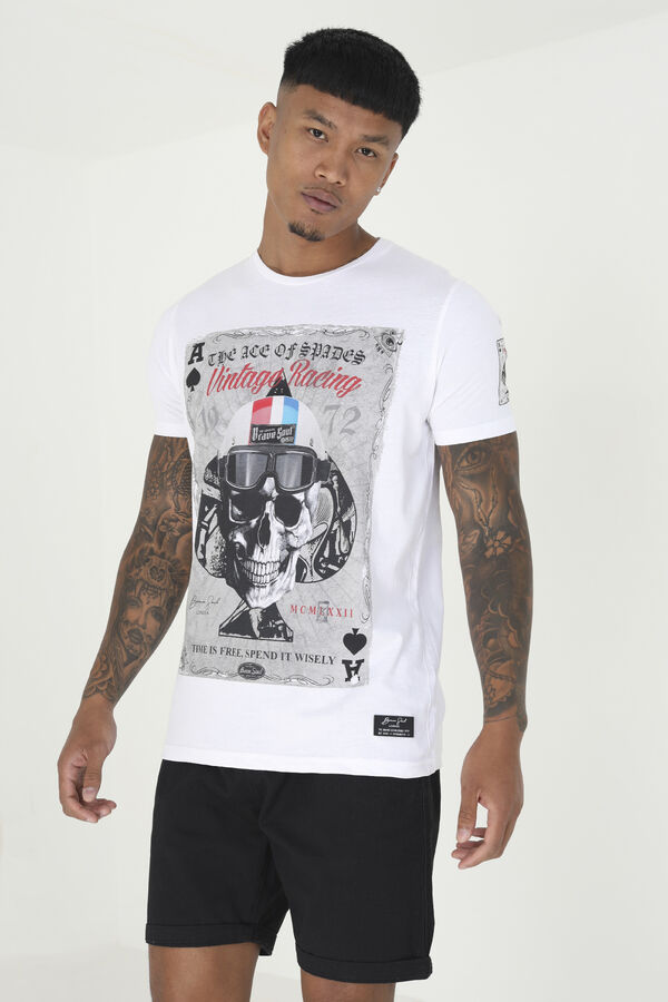 Brave Soul Camiseta calavera manga corta blanco