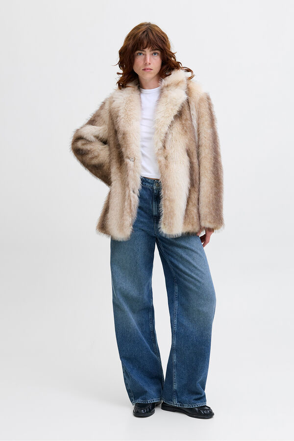 Jack & Jones Sobretudo de pele sint&eacute;tica cinzento