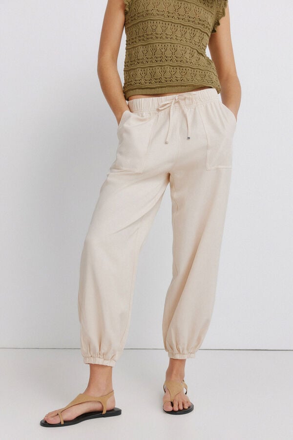 Springfield Pantalon jogger cargo nude