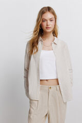 Springfield Basic linen-effect shirt nude