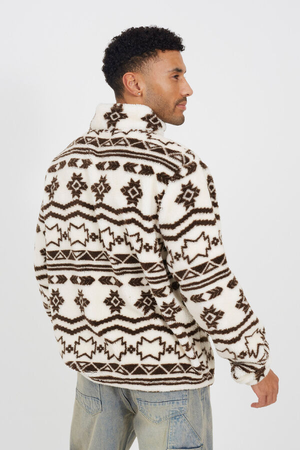 Brave Soul Sweatshirt com gola e fecho-&eacute;clair estampado