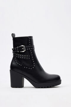 Springfield Studded ankle boot with a buckle, platform and 6 cm heel black
