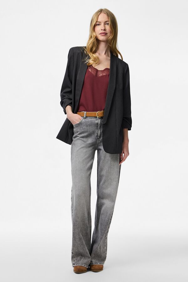 Pieces Striped blazer grey