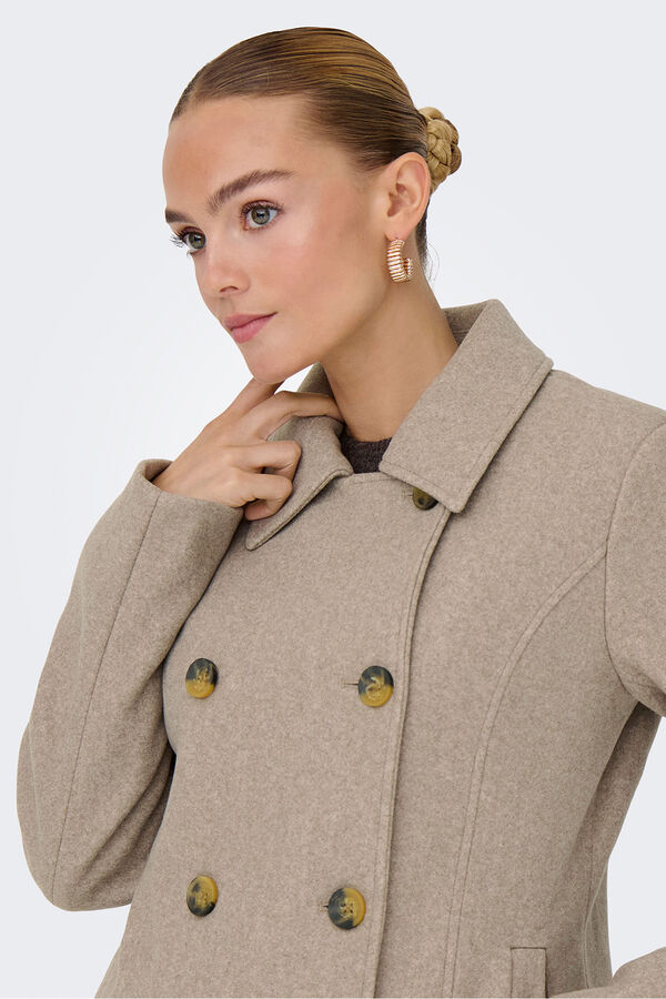 Only Sobretudo curto de pano cinzento