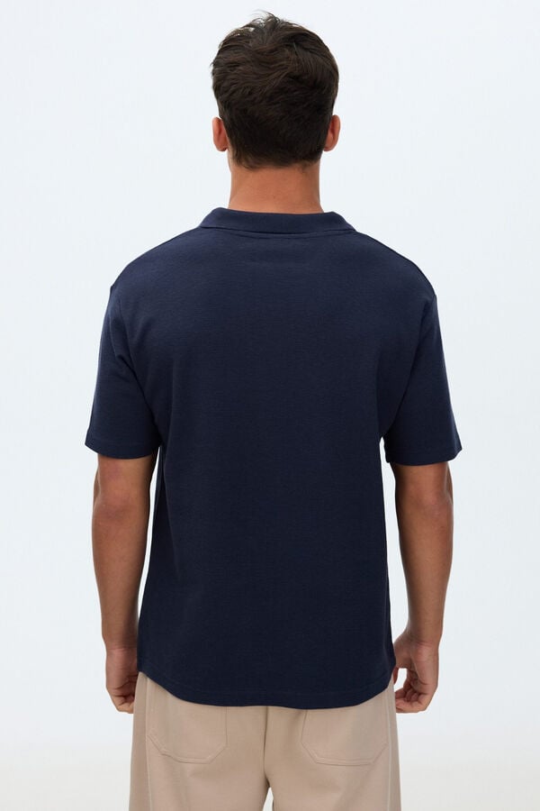 Inside Plain short sleeve polo shirt blue